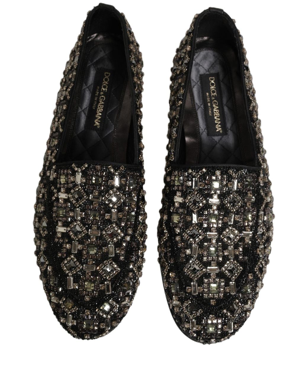 Dolce & Gabbana Black Leather Logo Slip On Loafers Shoes for men