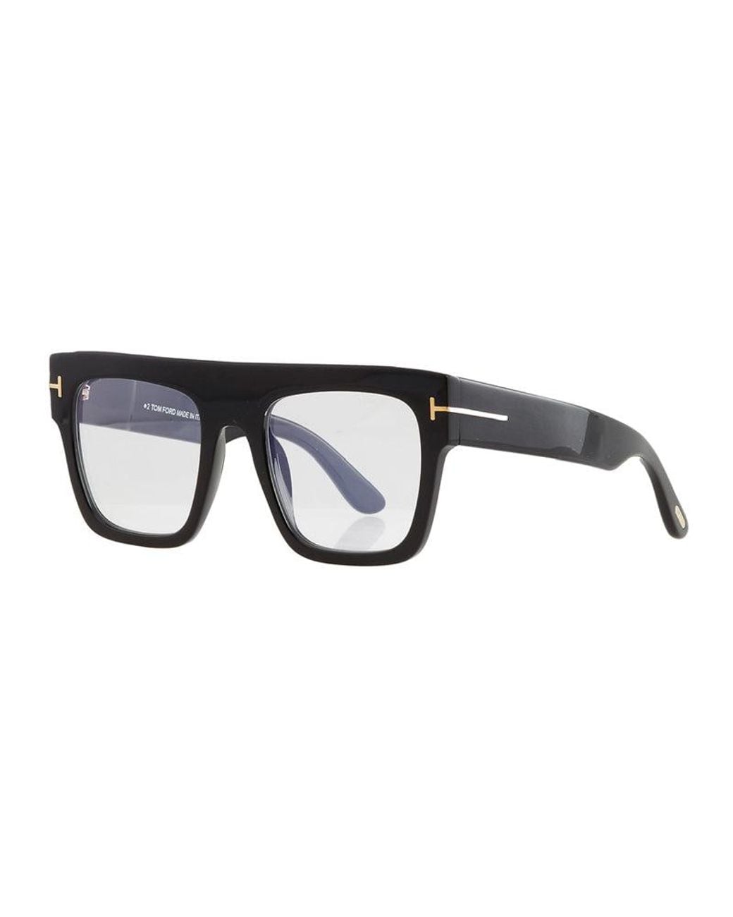 Tom Ford Black Eyeglasses Square Full Rim, Shiny Frame And Clear--Light Block Lenses Lens Ft0847001 Sunglasses