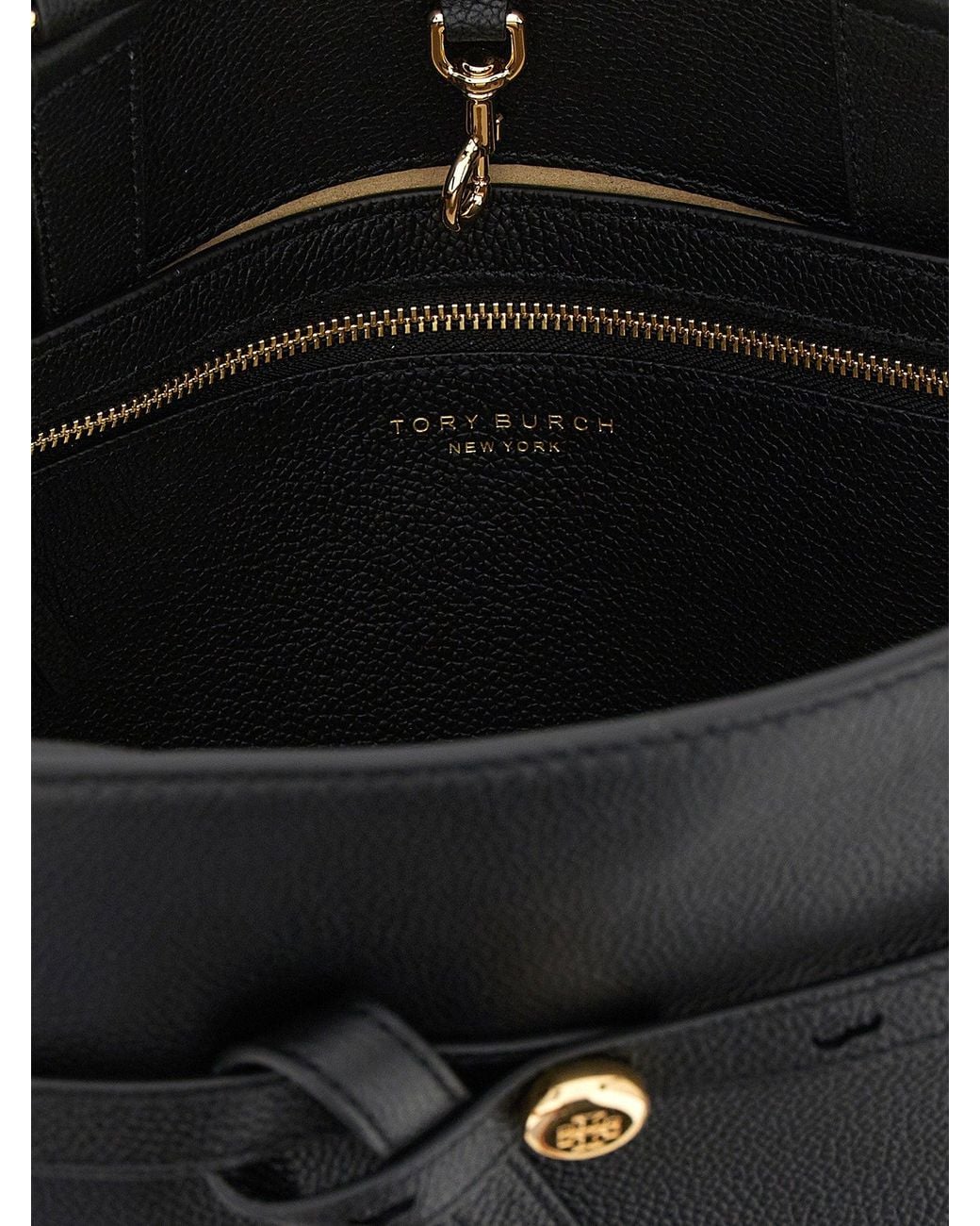Tory Burch Black Hammered Leather Shoulder Bag