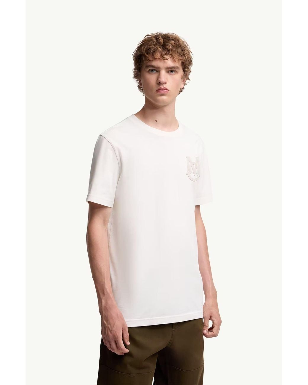 Moncler White Moncler Monogram Cotton T-Shirt for men