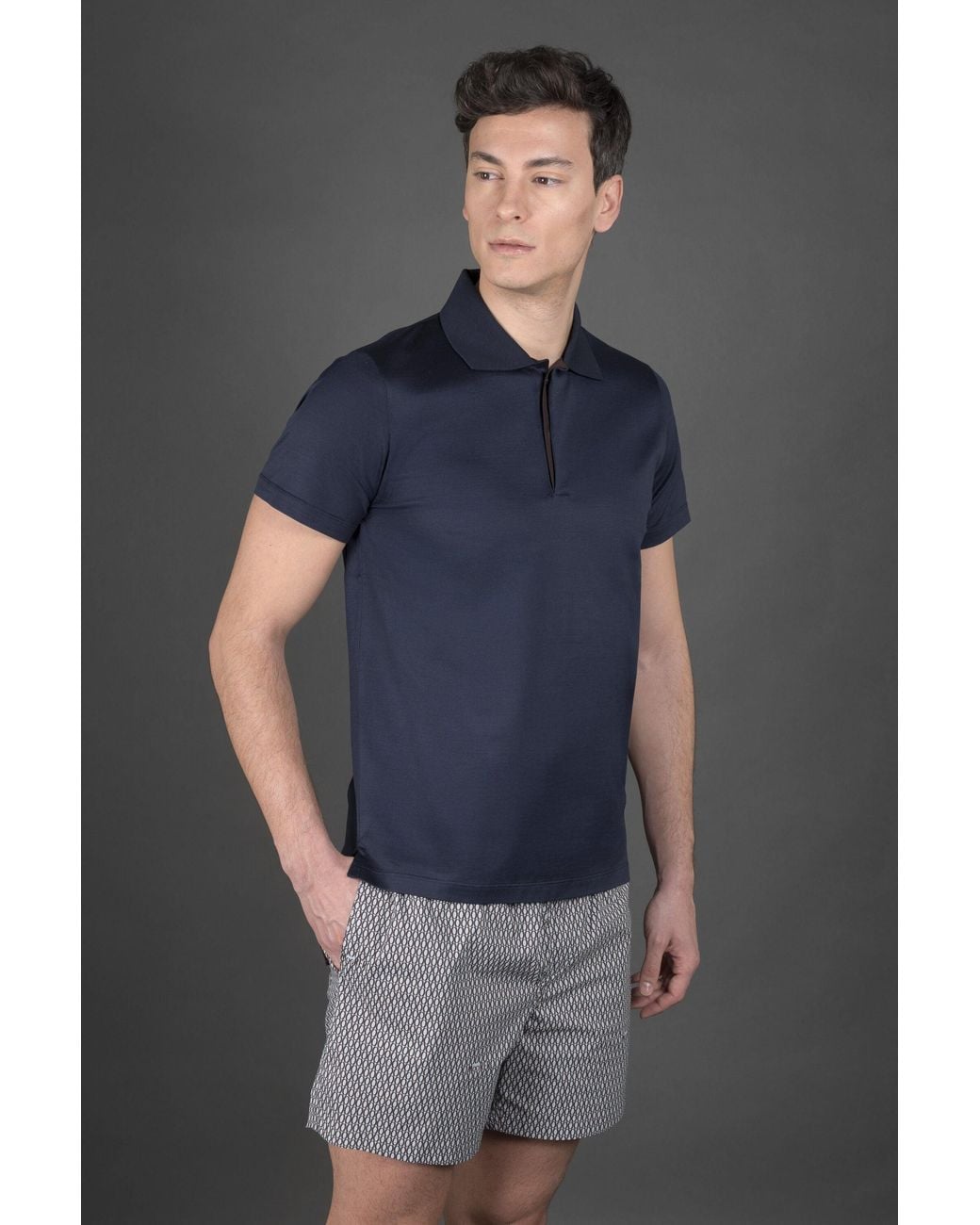 Moorer Gray Short Sleeve Sweater for men