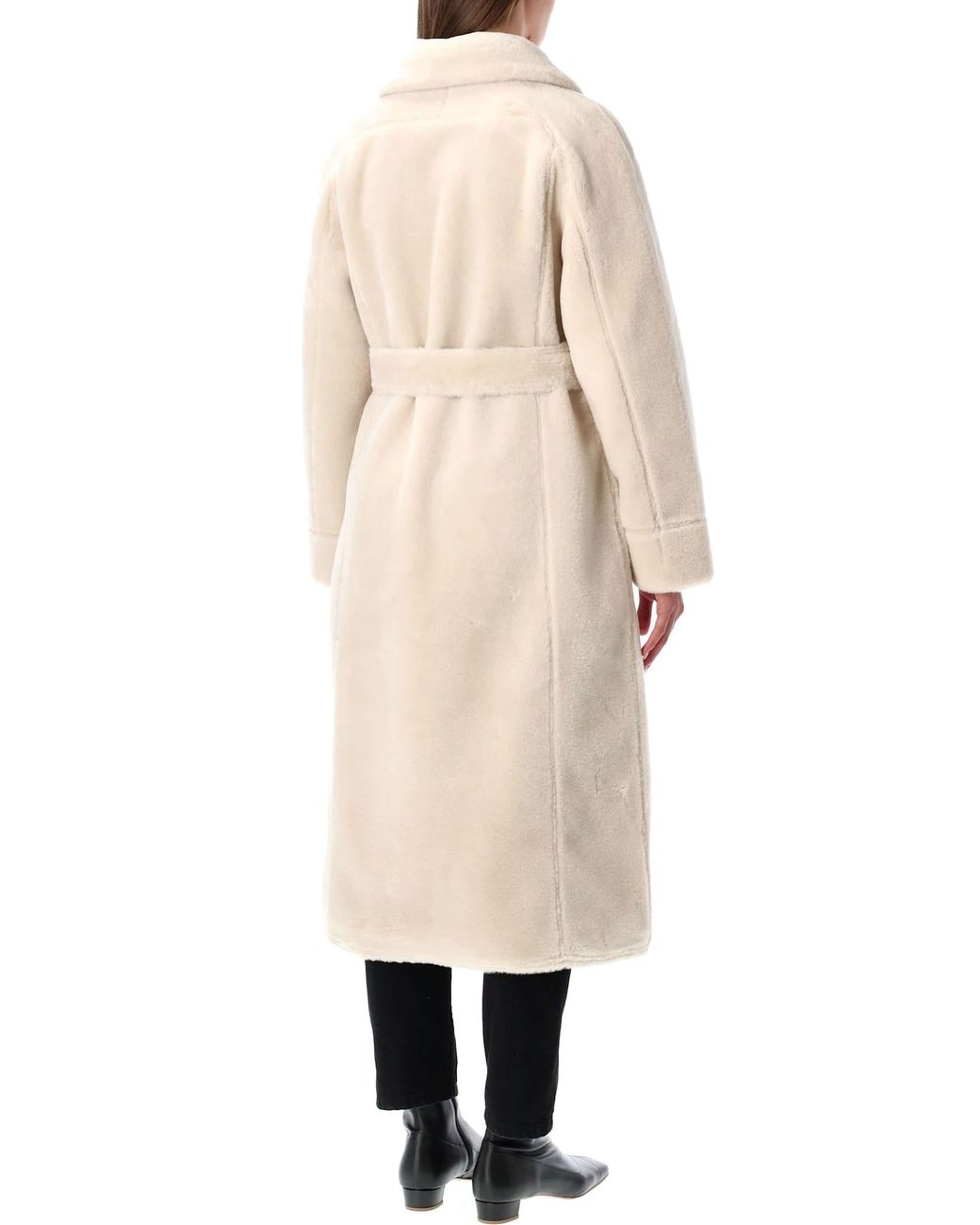 Urbancode Natural Reversible Faux Fur Belted Coat With Suede Interior