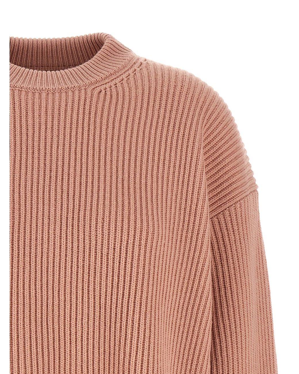 Jil Sander Pink Ribbed Merino Wool Sweater