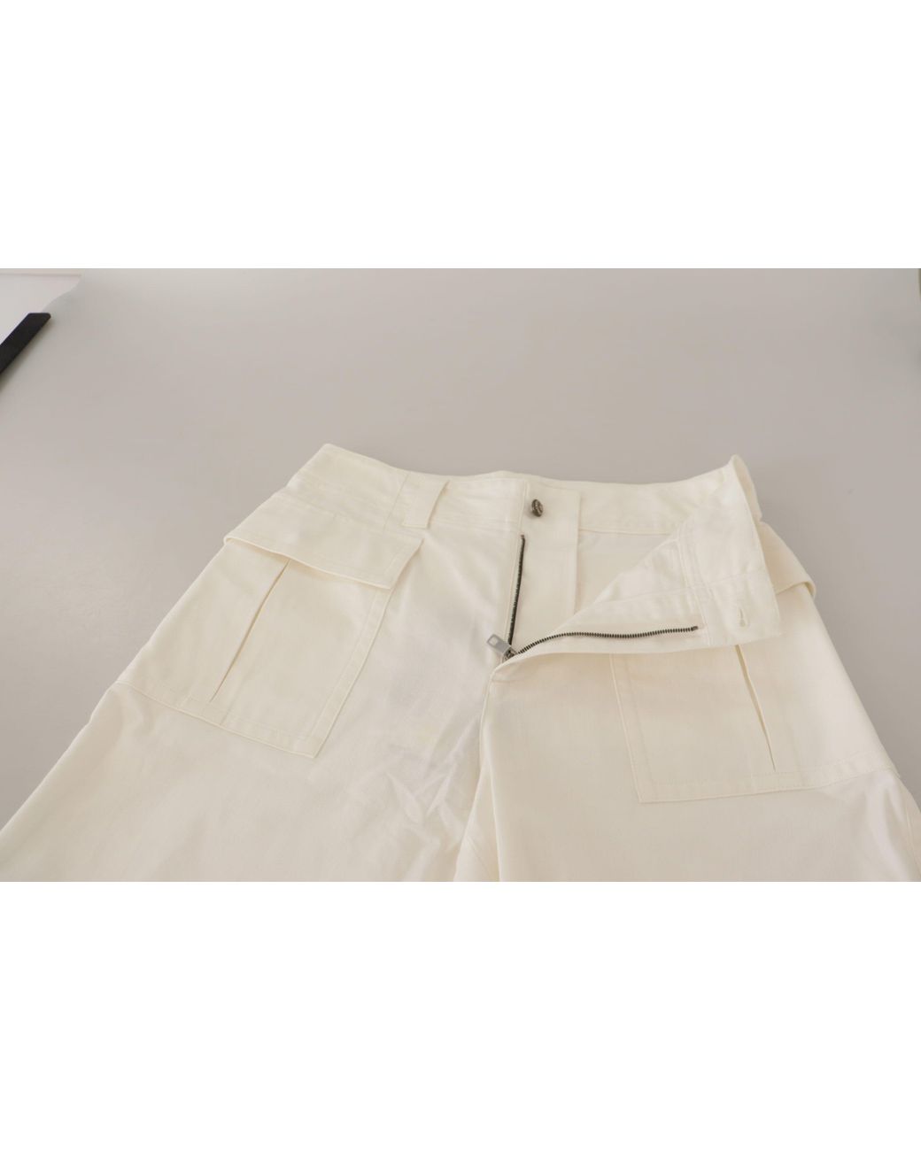 Dolce & Gabbana White High Waist Tapered Cotton Pants Elastane