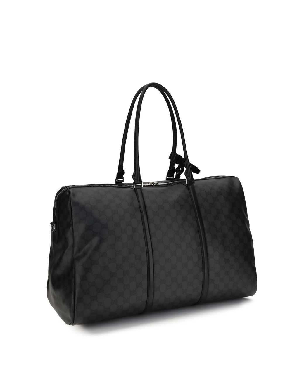 Gucci Black Travel Bag Gg Web Stripe Fabric Shoulder