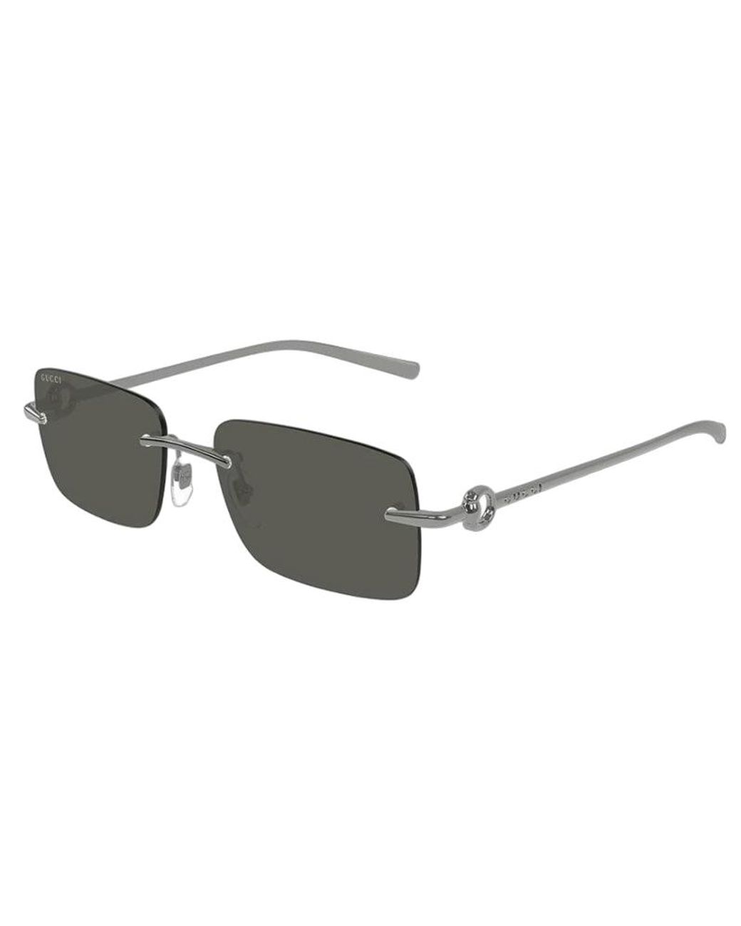 Gucci Gray Gucci Gg1703S001 Rectangle Rimless Ruthenium Sunglasses