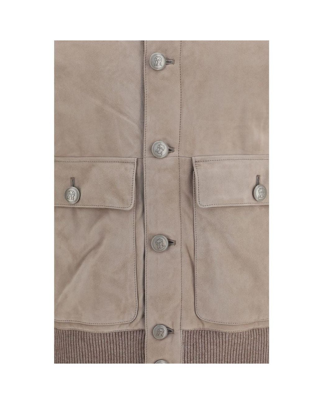 Brunello Cucinelli Gray Beige Calf Leather Bos Taurus Full for men