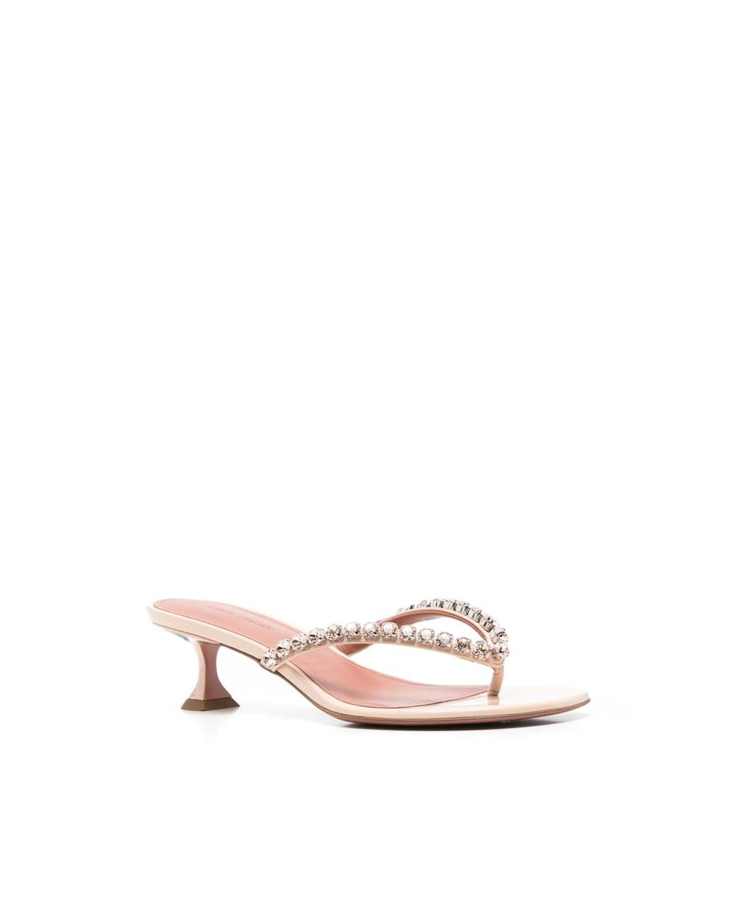 AMINA MUADDI Natural Kitten Heel Sandals Gigi 45 Patent