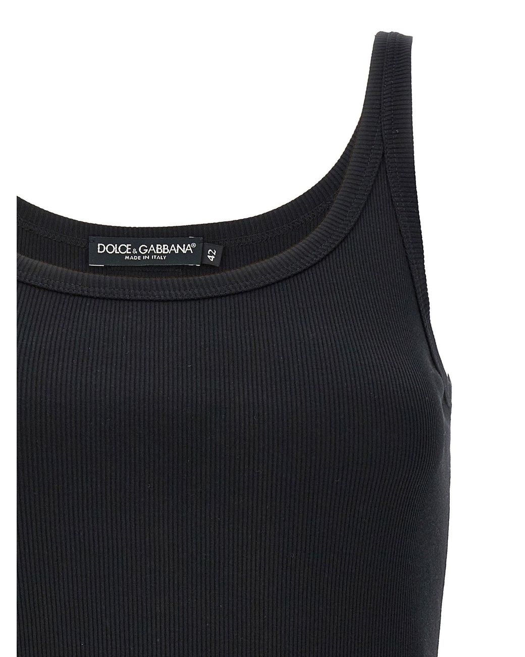 Dolce & Gabbana Black Dolce & Gabbana Ribbed Cotton Tank Top