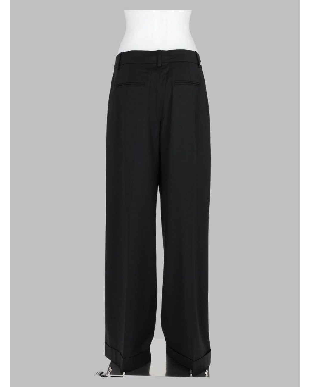 Ganni Gray Wide-Leg Wool Trousers