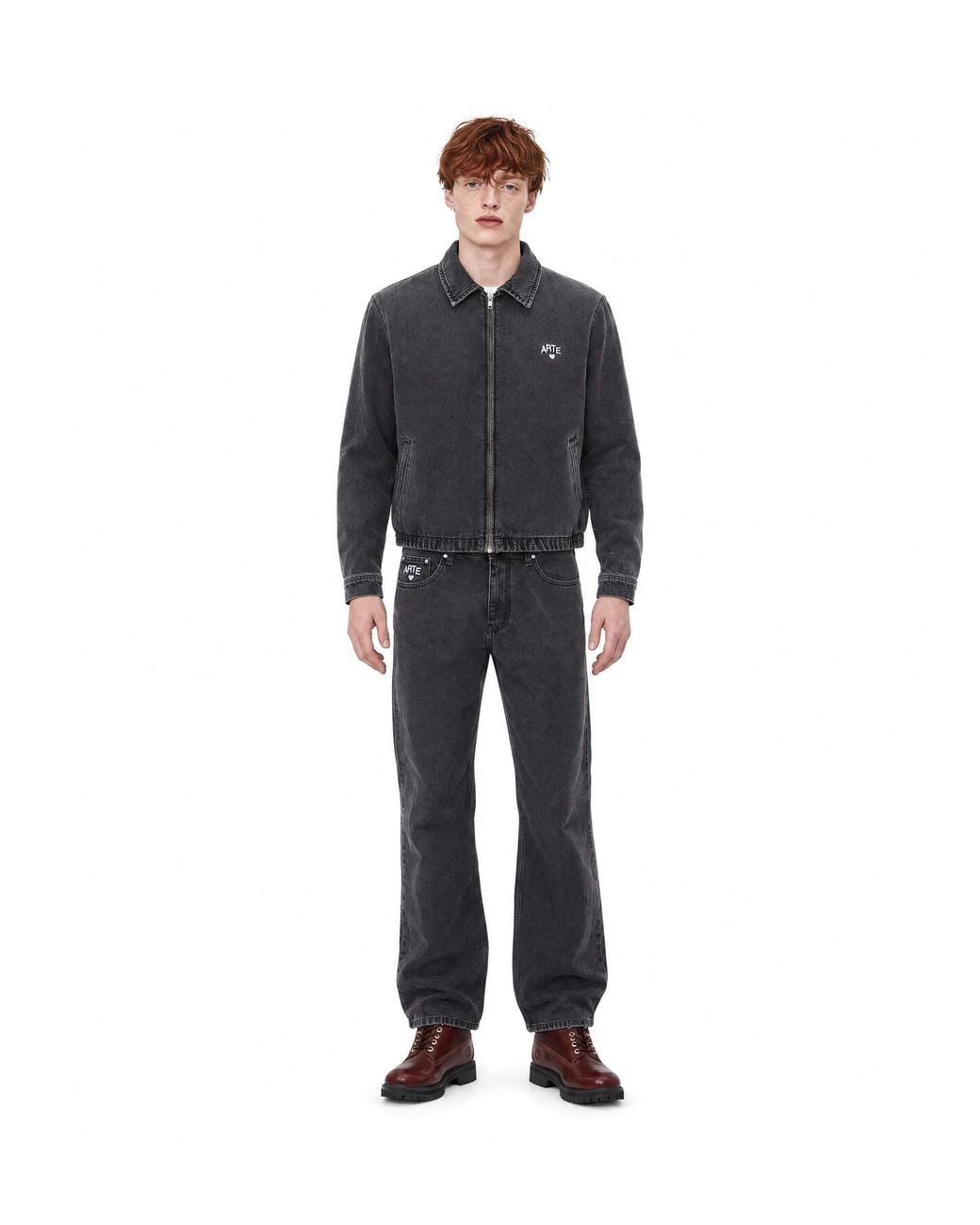 Arte' Gray Short Denim Jacket Cotton for men