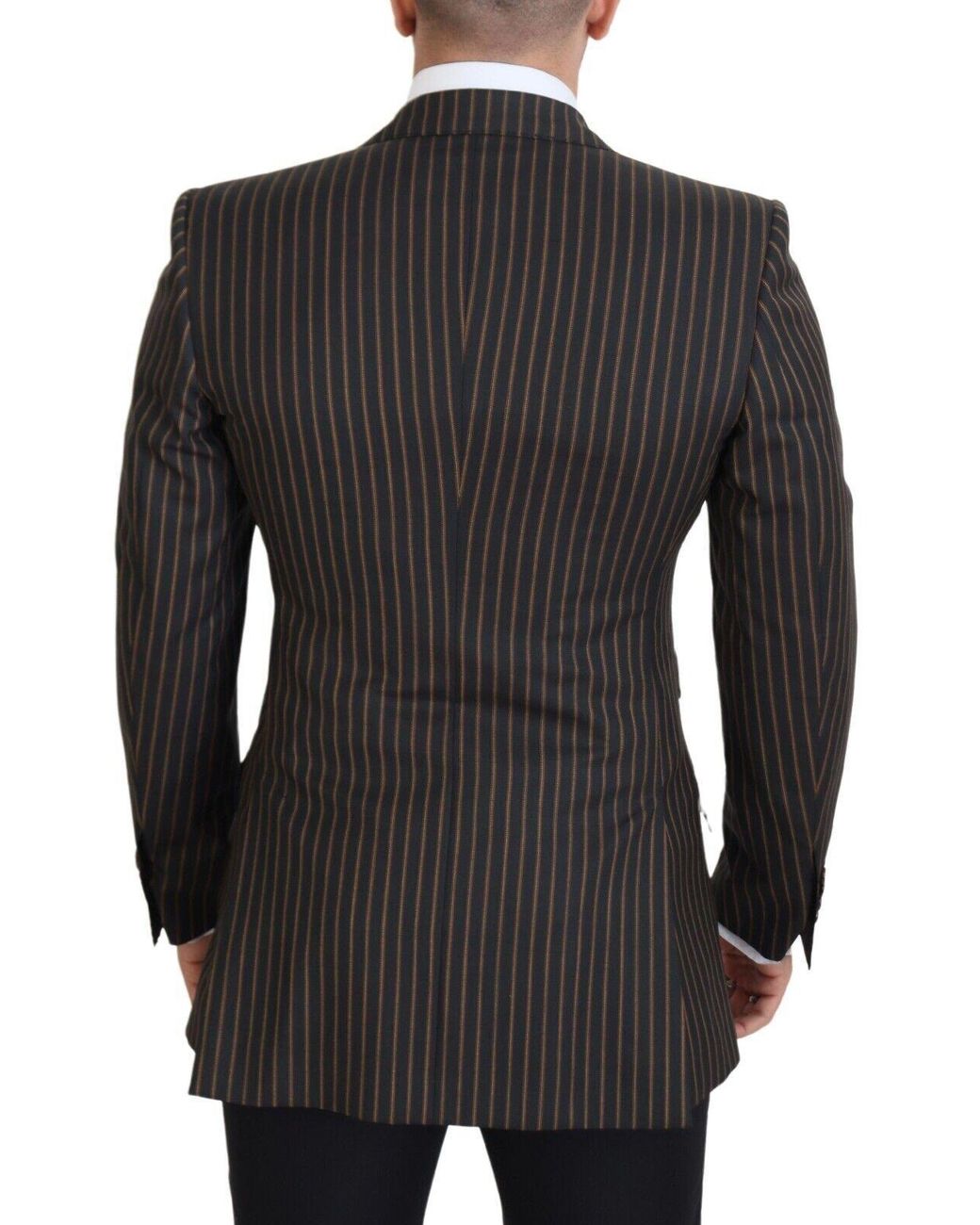Dolce & Gabbana Black Striped Single Breasted Blazer for men