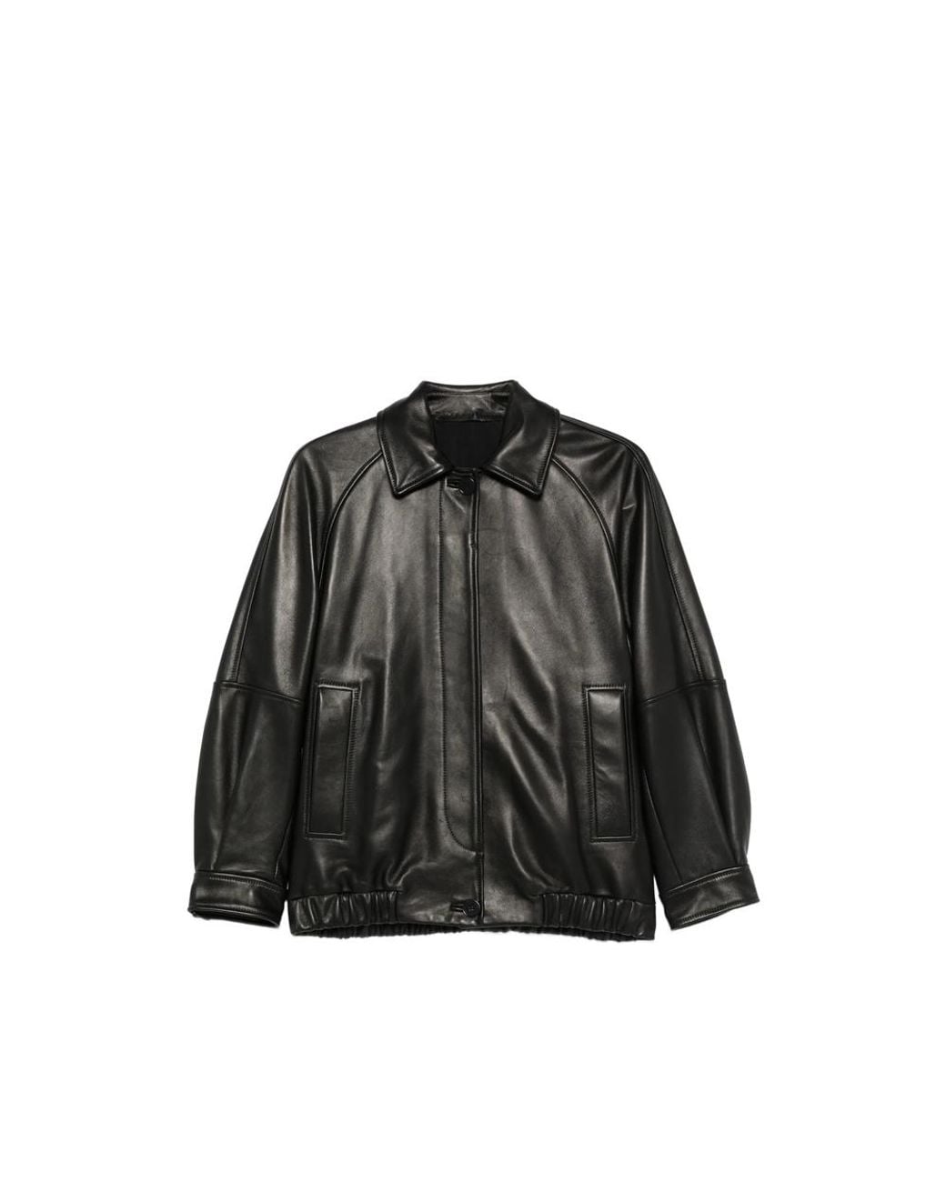 Salvatore Santoro Black Leather Jacket Lining: Acetate