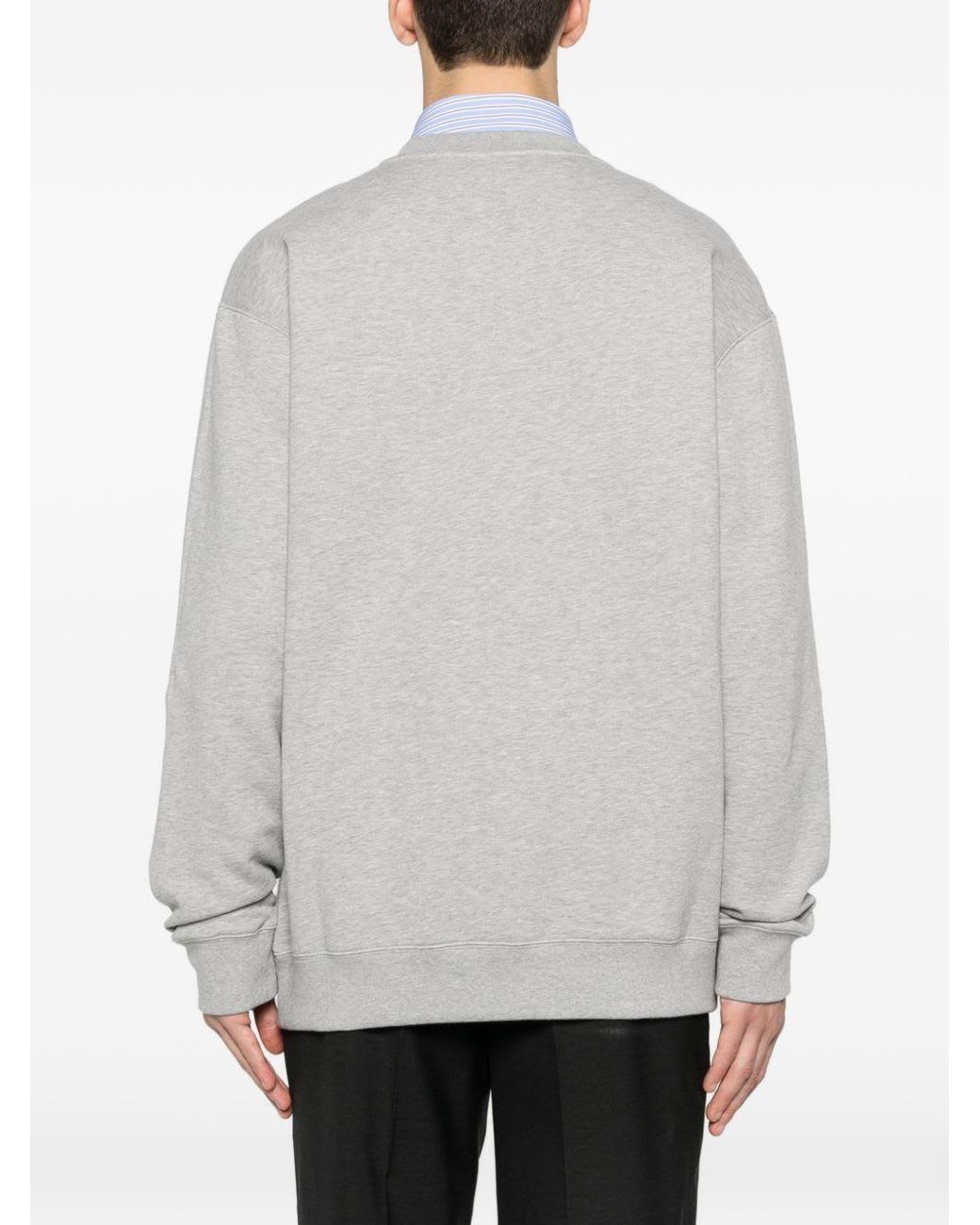 Gucci Gray Cotton Sweatshirt With Print On The Front for men