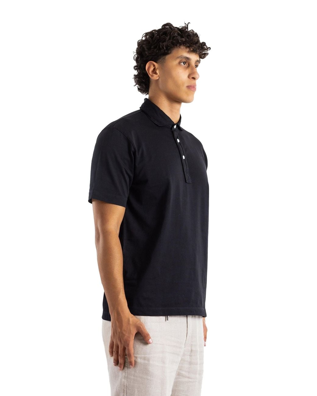 Handvaerk Black Handvaerk Pima Cotton Short-Sleeved Polo Shirt for men