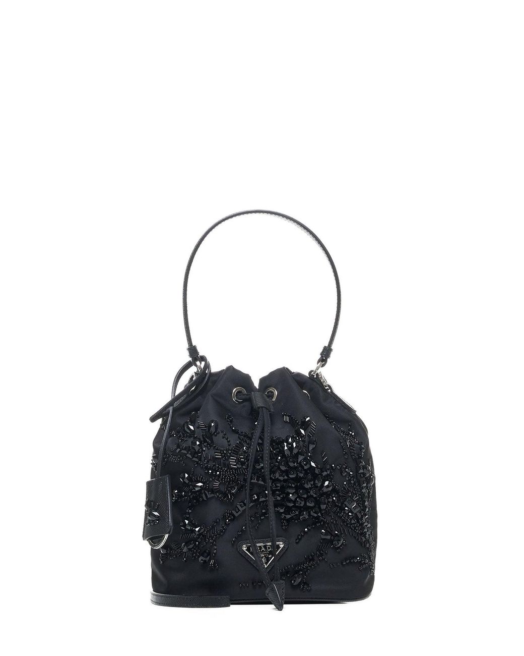 Prada Blue Crystals Re-Nylon Mini Bucket Bag
