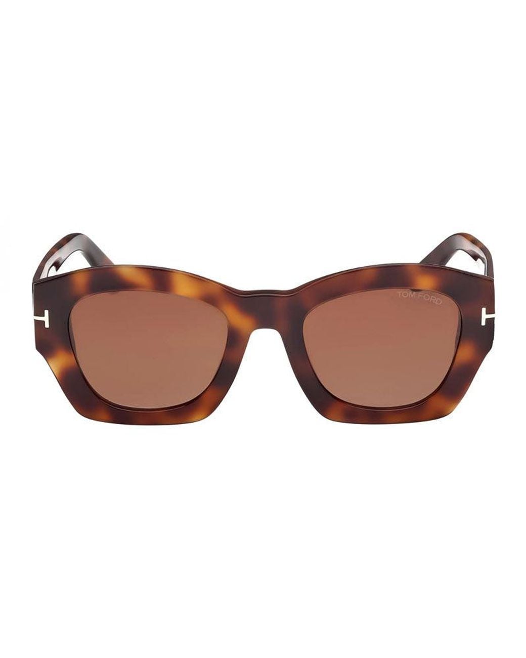 Tom Ford Brown Sunglasses Square Full Rim, Shiny Transparent Frame And Lens Ft108372E
