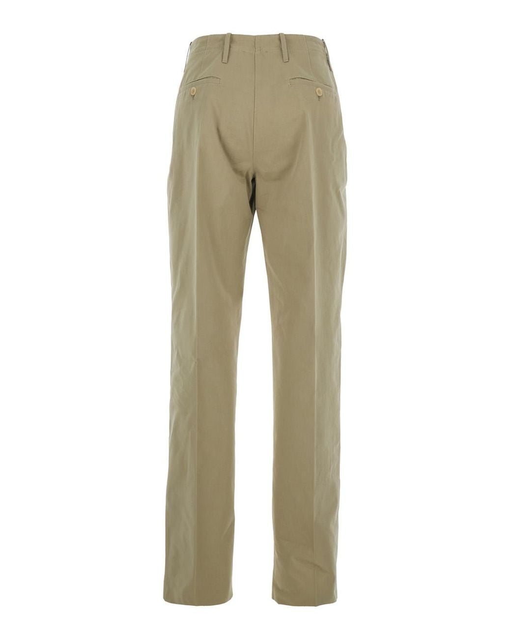 Semicouture Natural High-Waisted Pants With Belt Loops