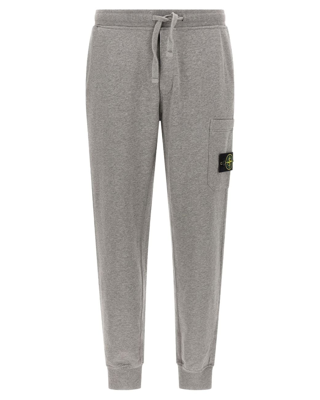 Stone Island Gray Stone Island Garment-Washed Cotton Joggers for men