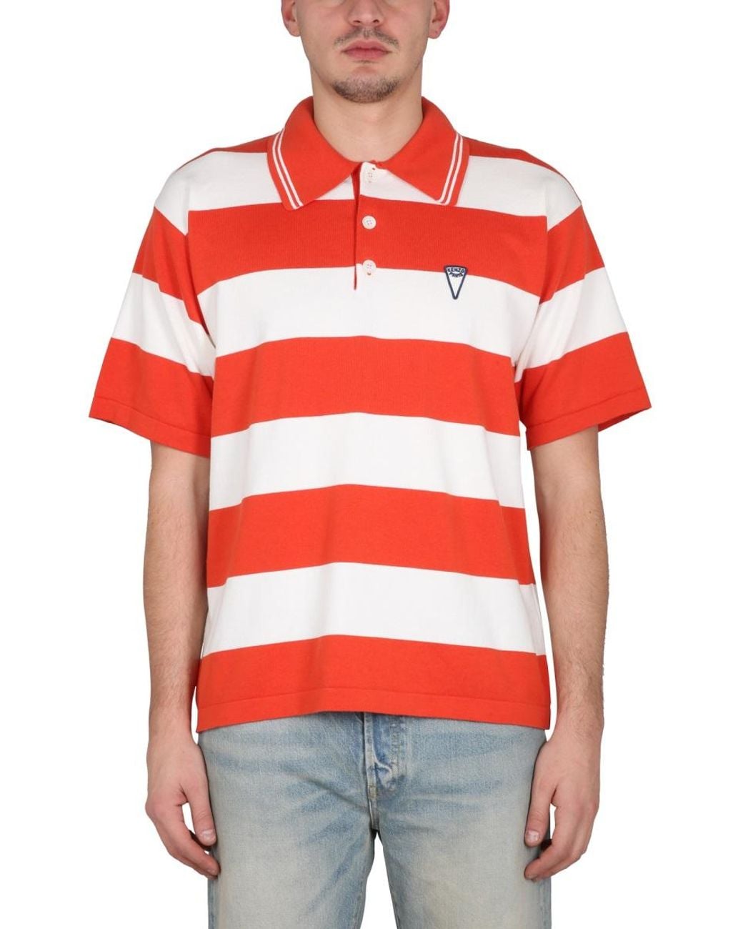 KENZO Red Polo Shirt Nautical Stripes Cotton for men