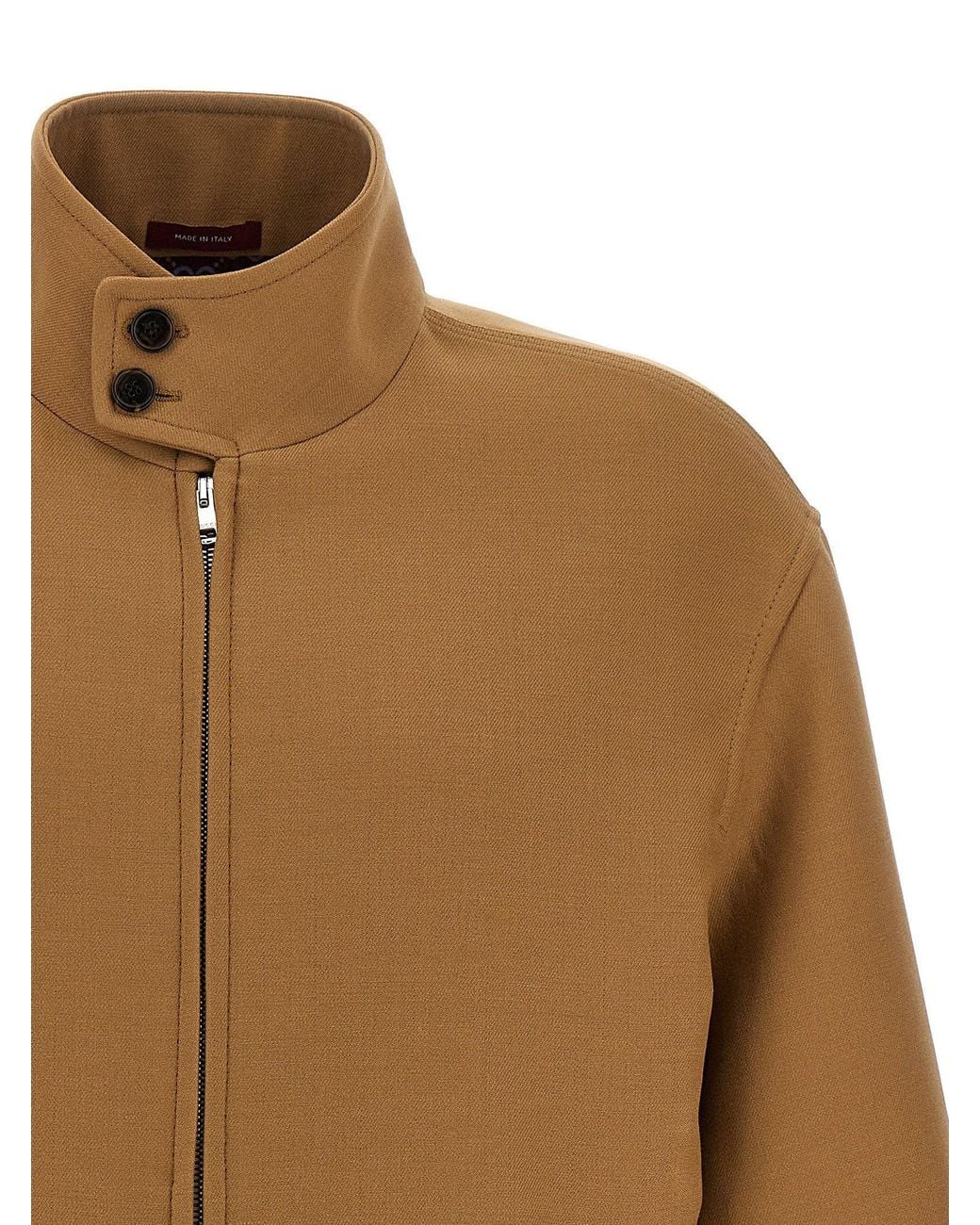 Gucci Brown Wool Blend With Ribbed Knit Jacket