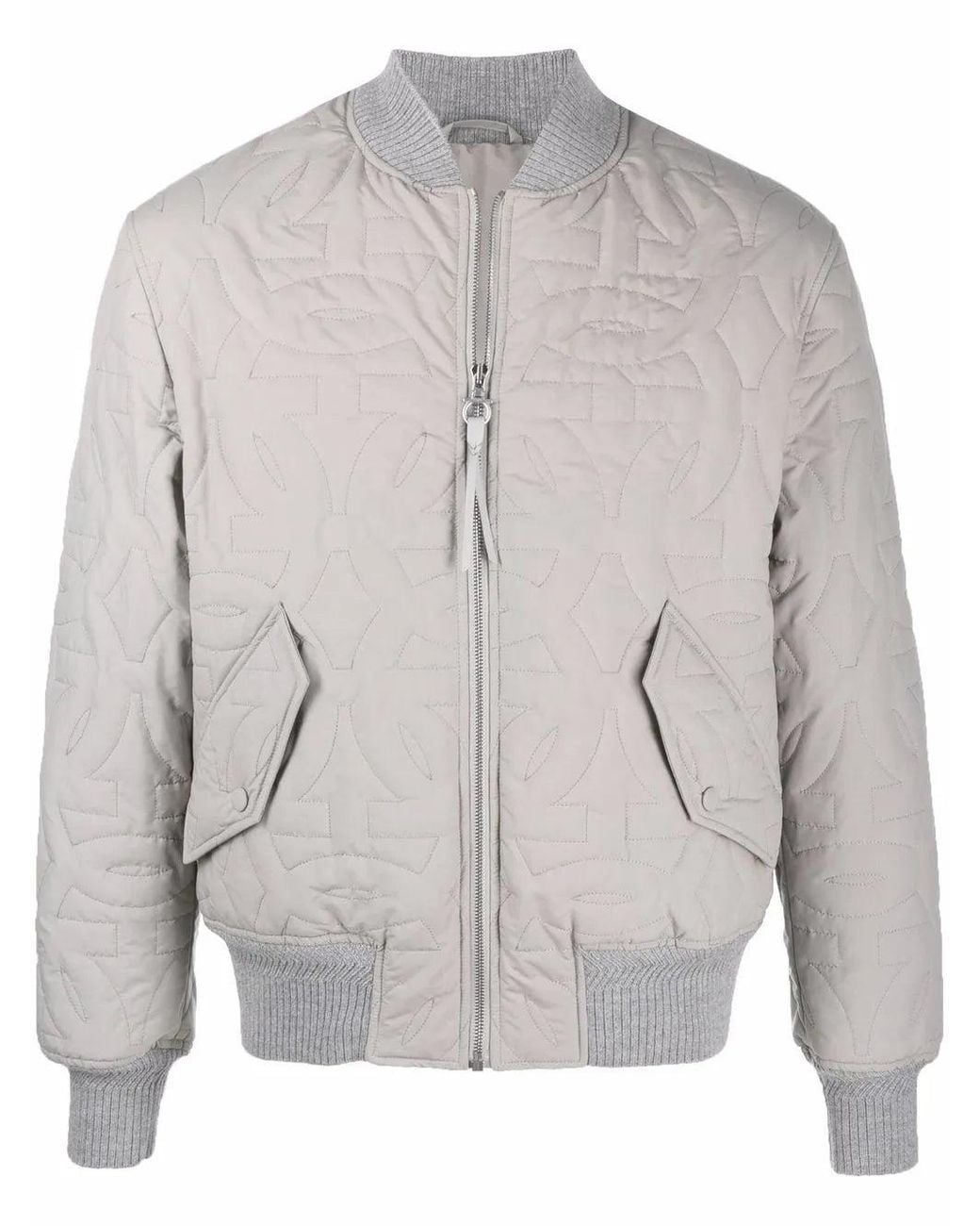Ferragamo Gray Gancini-Logo Bomber Jacket for men