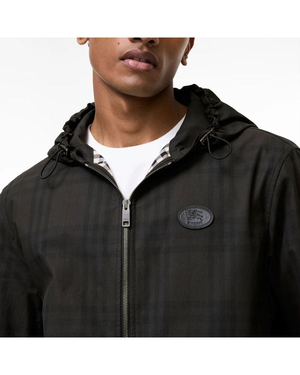 Burberry Burberry Hooded Checked Gilet in Black for Men | Lyst