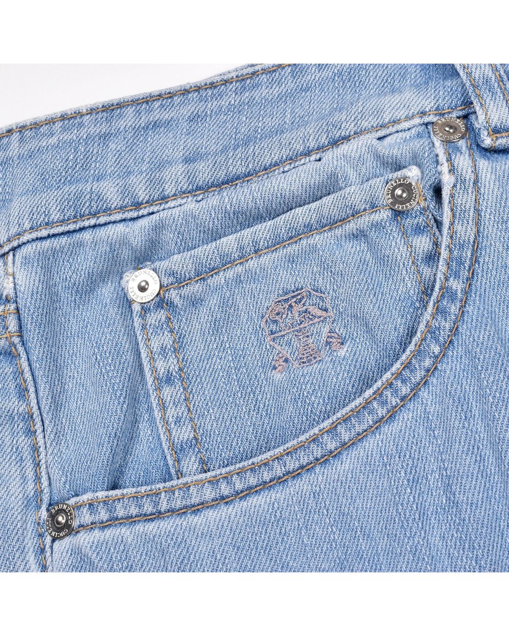 Brunello Cucinelli Blue Light Denim Trousers for men