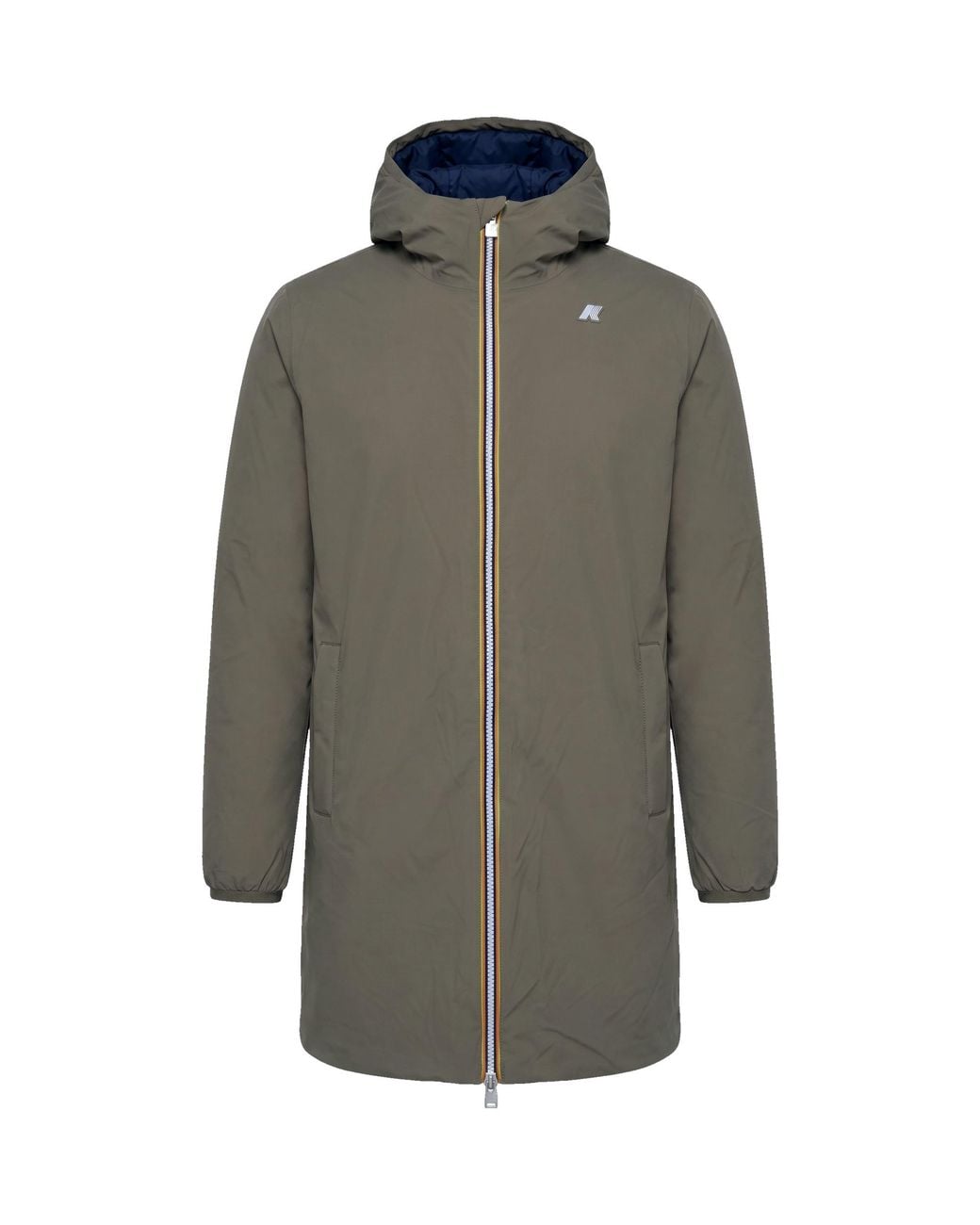 K-Way Gray Jacket Jacob St Warm Double Army- Depth Army/ Nylon for men