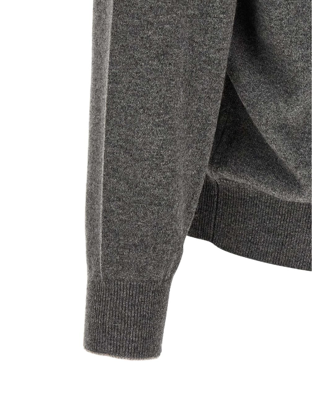 Brunello Cucinelli Gray Brunello Cucinelli Half-Zip Cashmere Cardigan for men