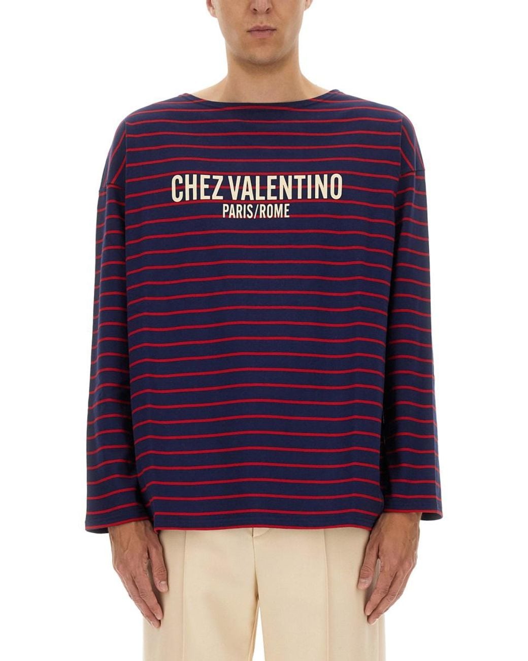 Valentino Purple Long Sleeve T-Shirt With Chez Print Cotton T-Shirts for men
