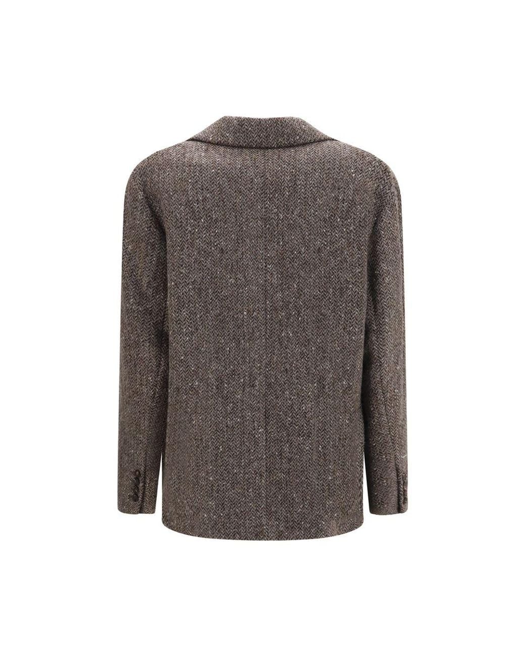 Brunello Cucinelli Brown Wool Oves Aries Biker Jacket