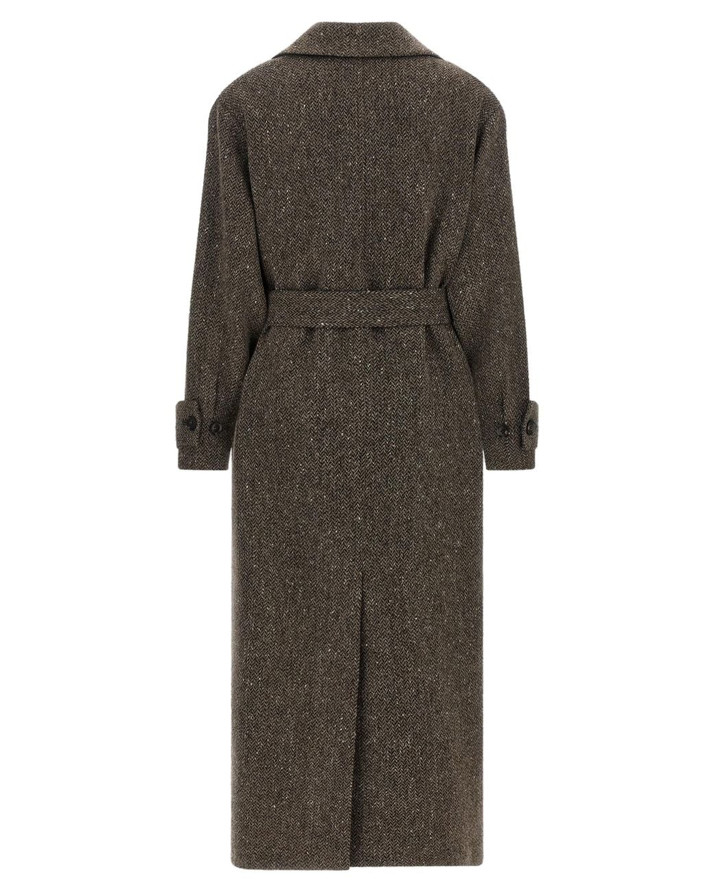Kiton Gray Kiton Virgin Wool Chevron Coat