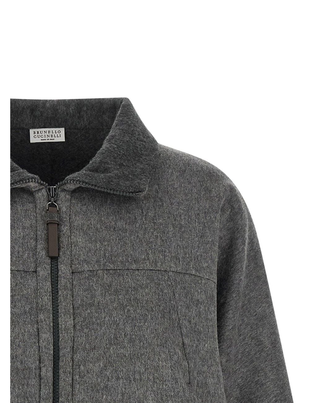 Brunello Cucinelli Gray Wool Blend Crop Jacket
