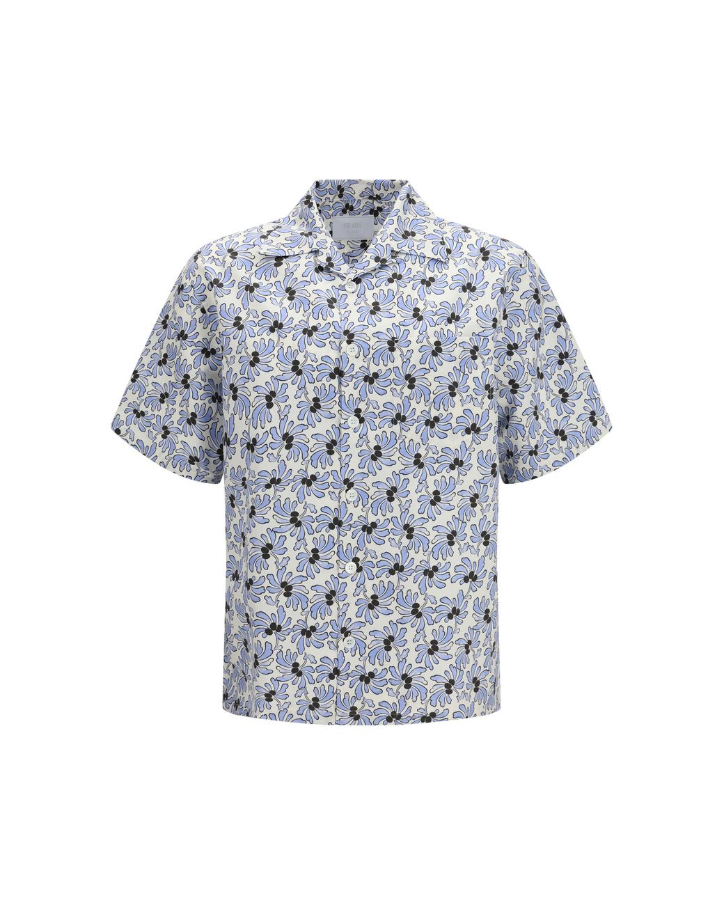 Prada Blue Prada Floral-Print Cotton Shirt — Ivory for men