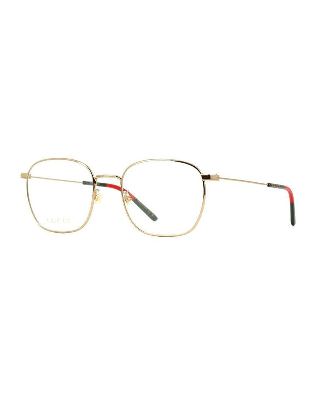 Gucci Metallic Eyeglasses Square Full Rim, Frame And Clear Demo Lenses Lens Gg0681O001 for men