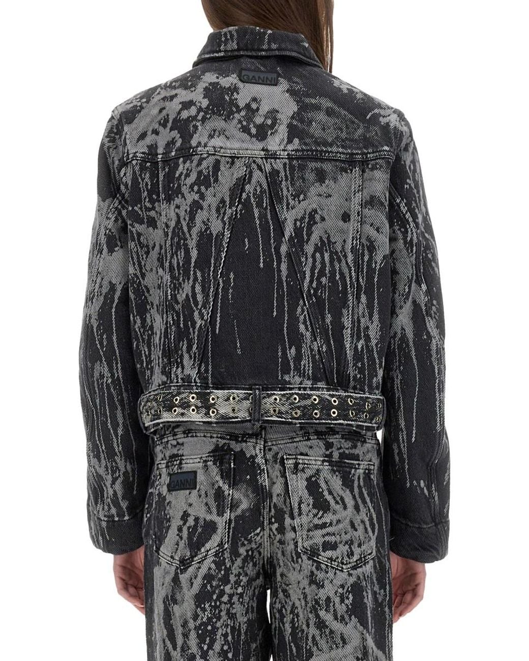 Ganni Gray Heavy Denim Jacket Organic Cotton