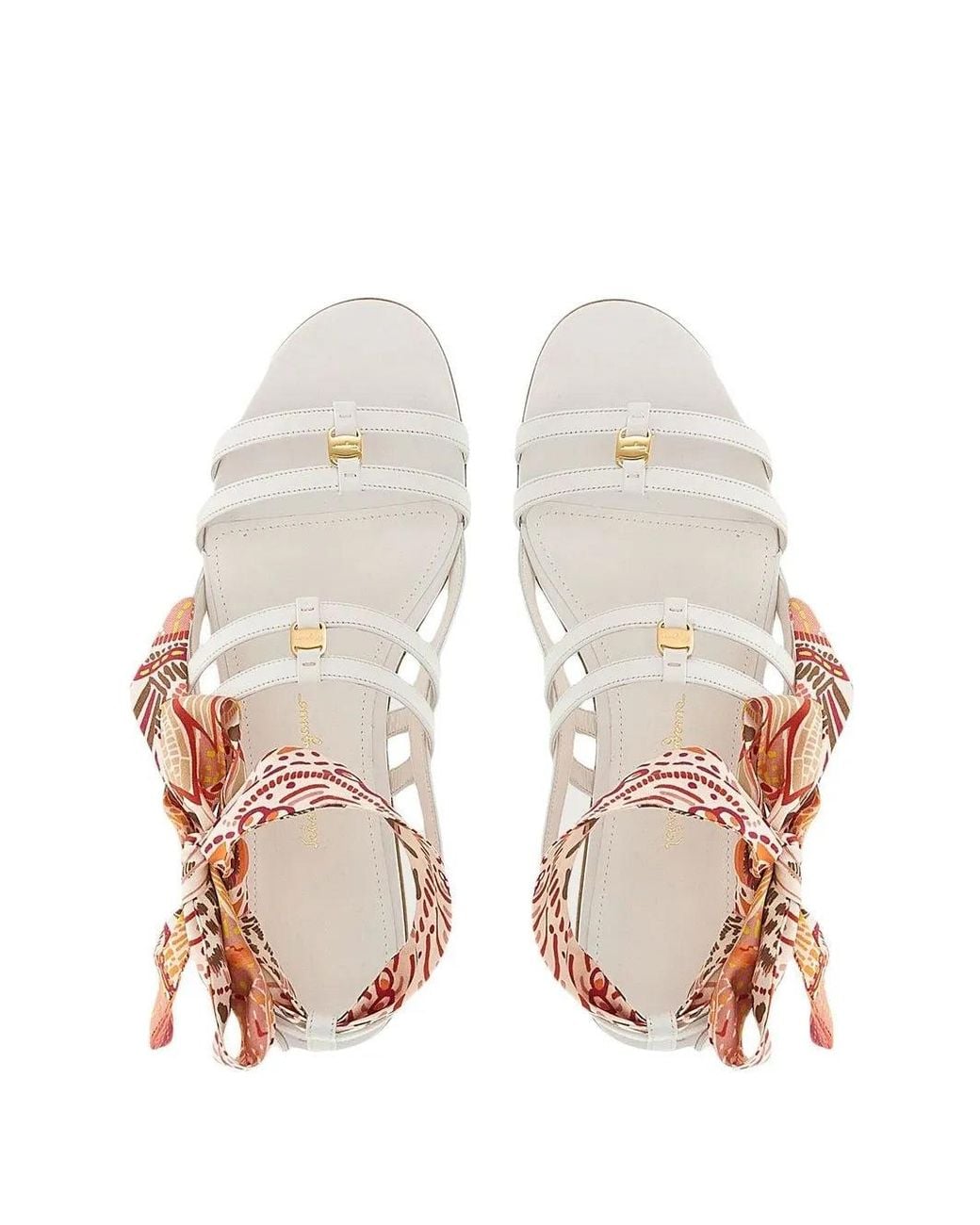 Ferragamo White Ferragamo Vara Lace-Up Sandals