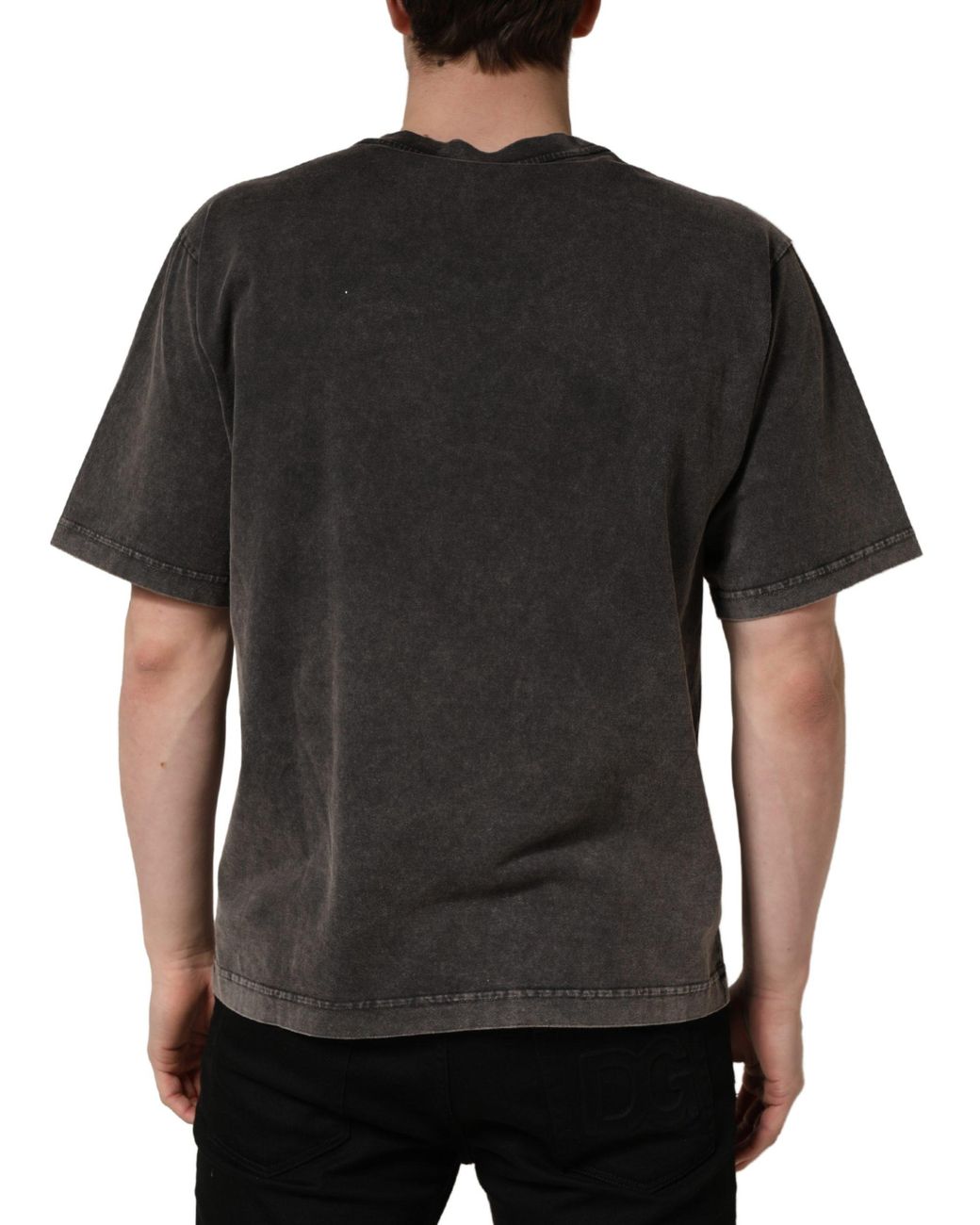 Dolce & Gabbana Black Gray Logo Embellished Men Crew Neck T for men