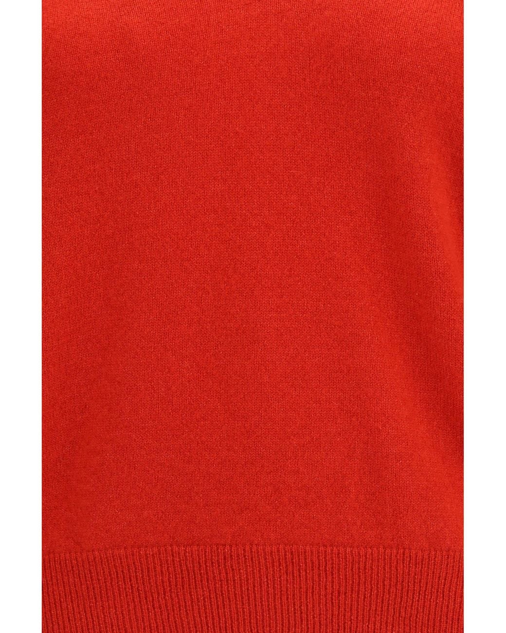 Sa Su Phi Red V Neck Sweater Kashmir/Capra Hircus; Silk