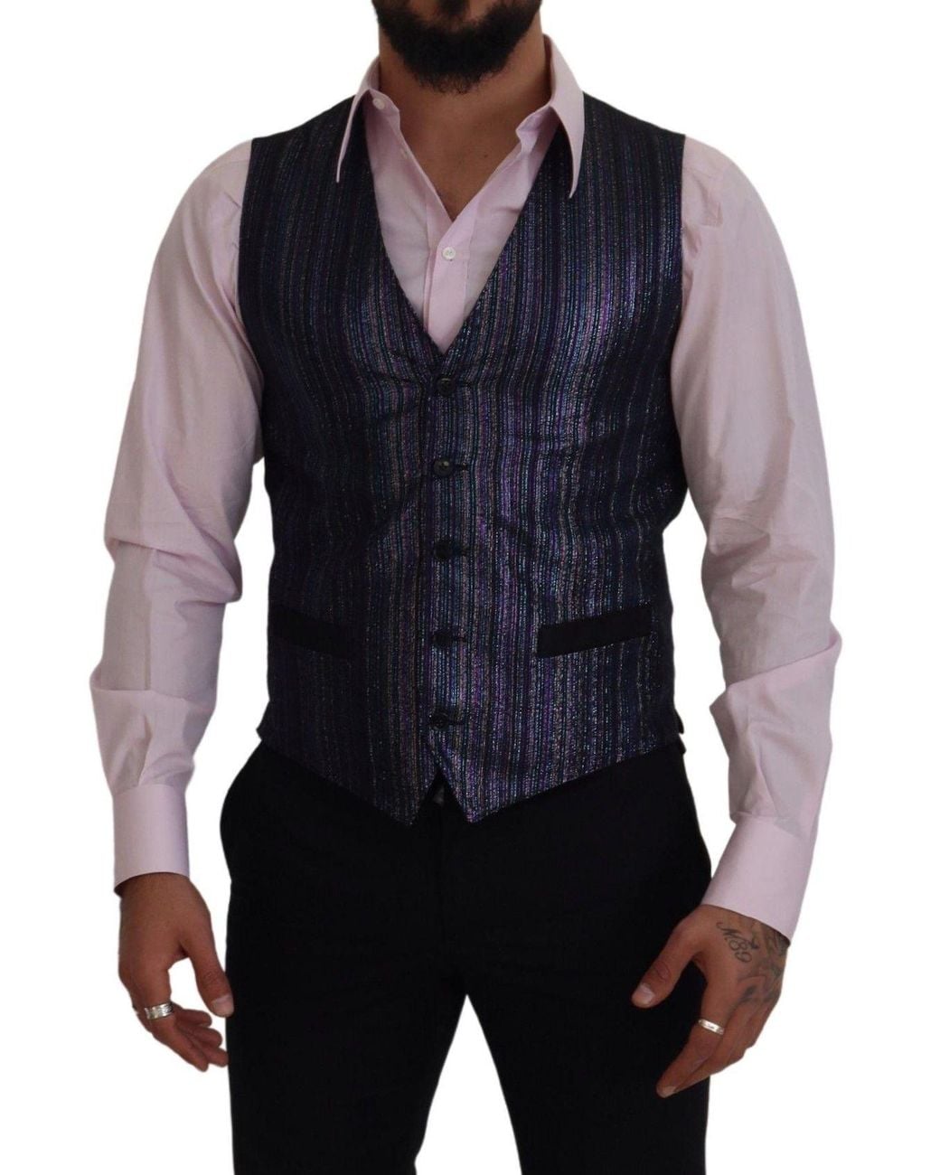 Dolce & Gabbana Blue Polyester Waistcoat Dress Formal Vest for men