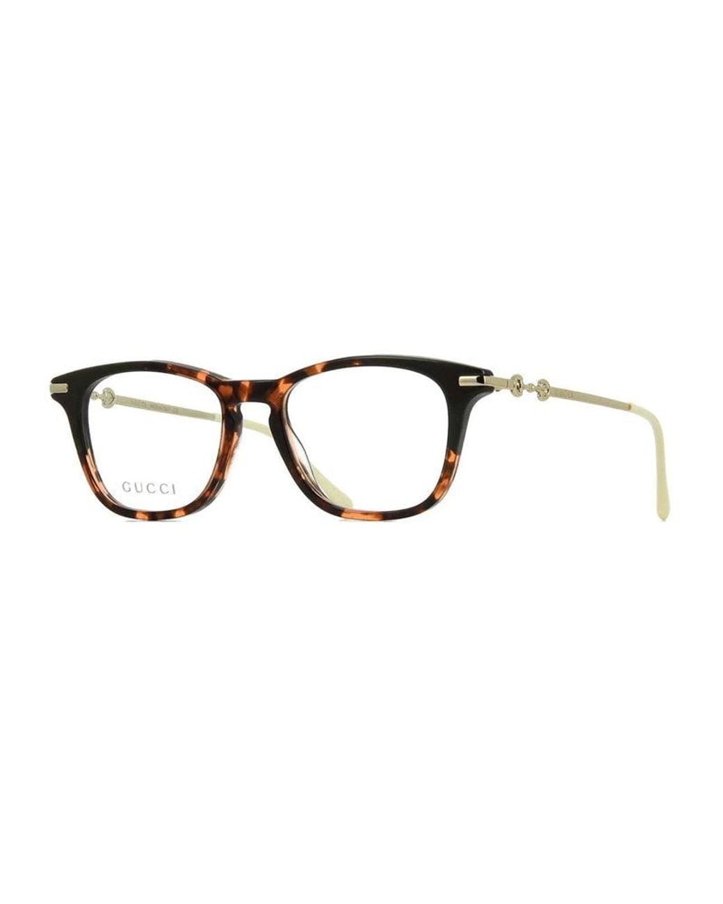 Gucci Metallic Eyeglasses Square Full Rim, Havana- Frame And Clear Demo Lens Gg0919O003 Sunglasses for men