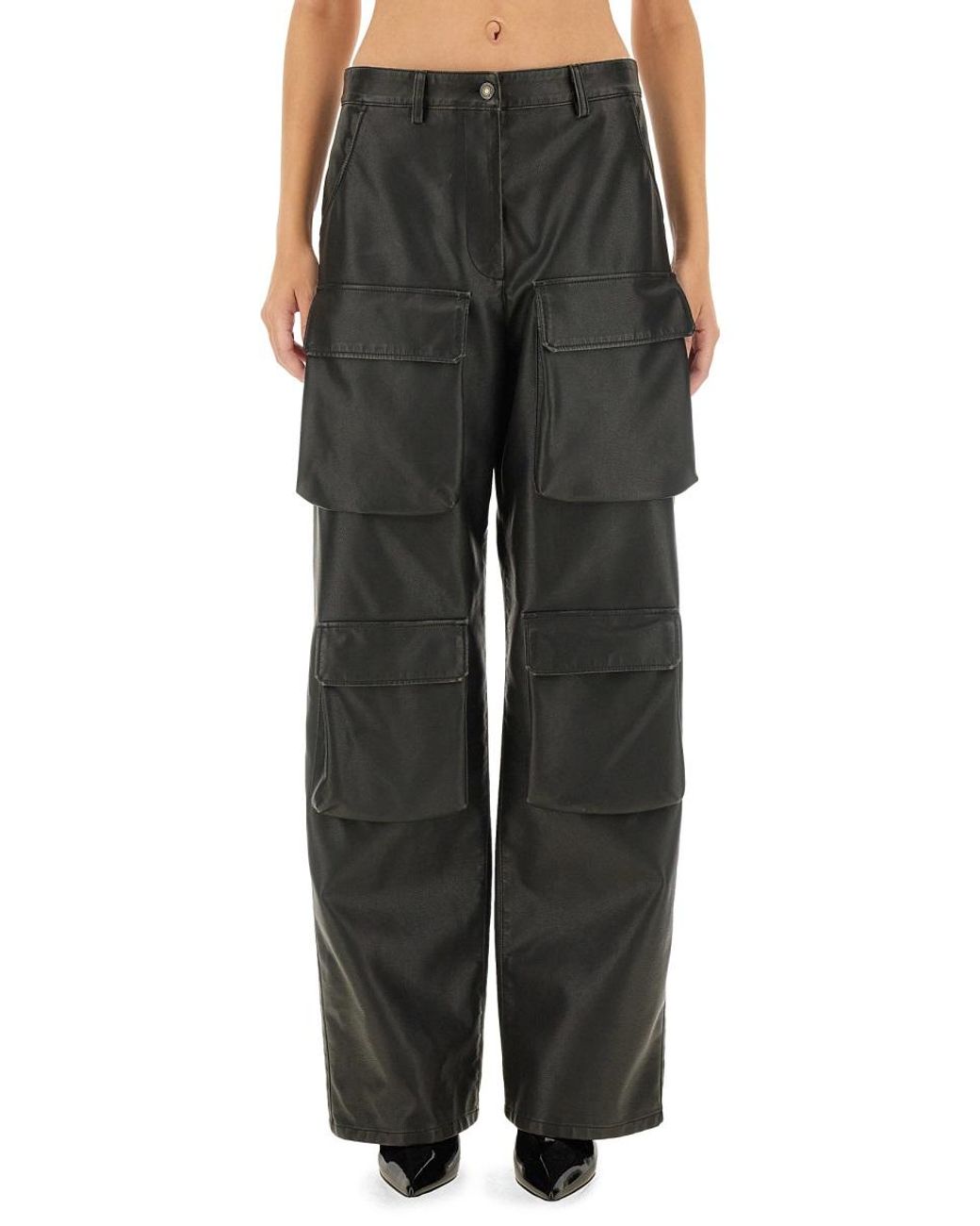 MSGM Black Msgm Viscose Cargo Pants