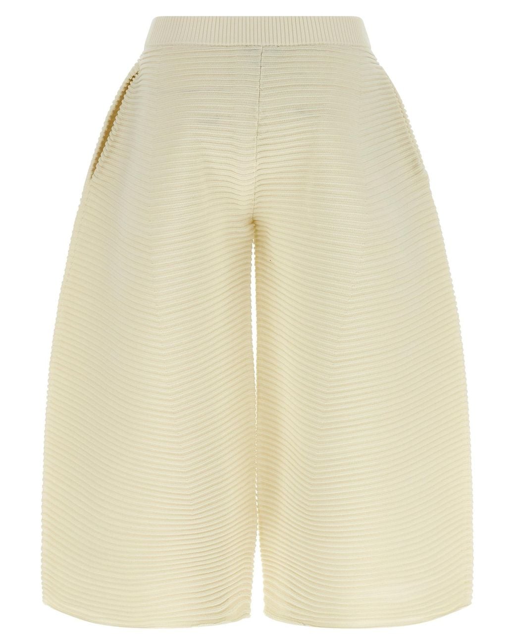 Issey Miyake Natural Corrugated Knit Trousers