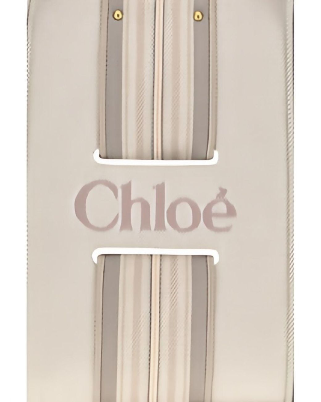 Chloé White Striped Linen Shoulder Bag