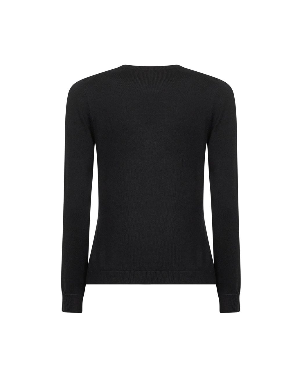 Blanca Vita Black Lightweight Virgin Wool Crewneck Sweater