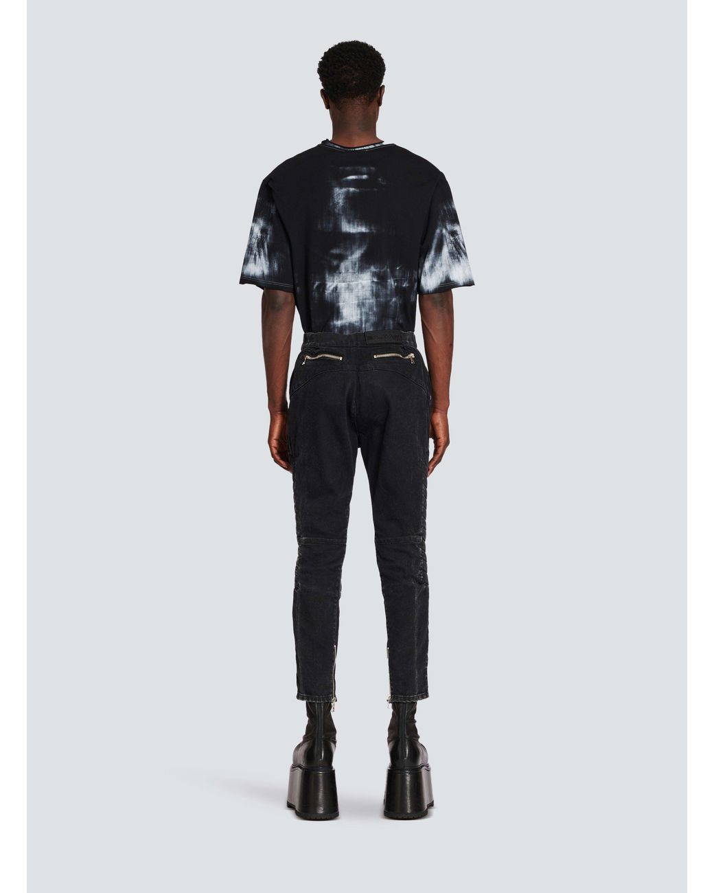 Balmain Black Acid Wash Denim Pants for men