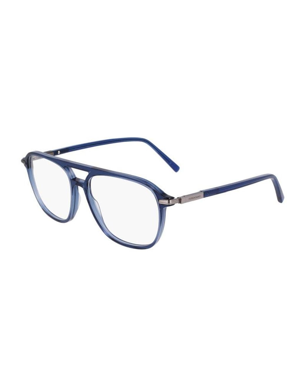 Ferragamo Blue Frame And Lens Eyeglasses for men