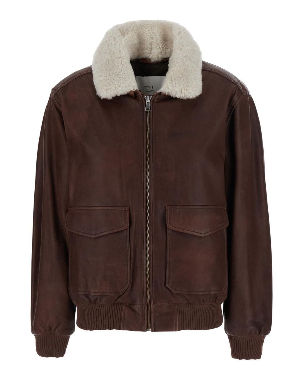 Tela Brown Leather Jacket Marcus Lamb Coat