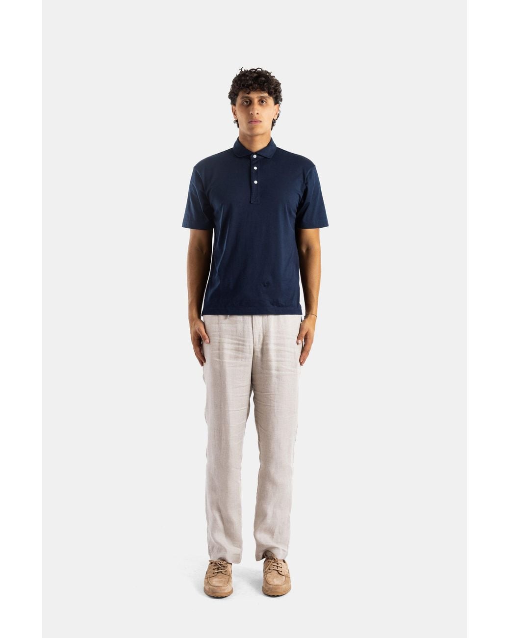 Handvaerk Blue Handvaerk Pima Cotton Polo Shirt for men